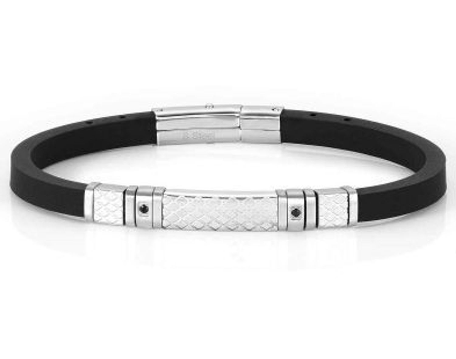 Bransoletka męska Nomination City kauczuk 'Nowoczesny styl' 028809 001. Bransoletka w kolorze czarnym z ozdobnymi, grawerowanymi blaszkami. Idealnie sprawdzi się jako pomysł na prezent dla mężczyzny. Bransoletka Nomination. Biżuteria męsk.jpg